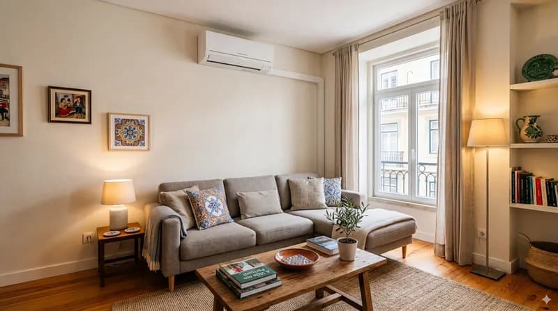 Instalação de AC em sala de estar residencial