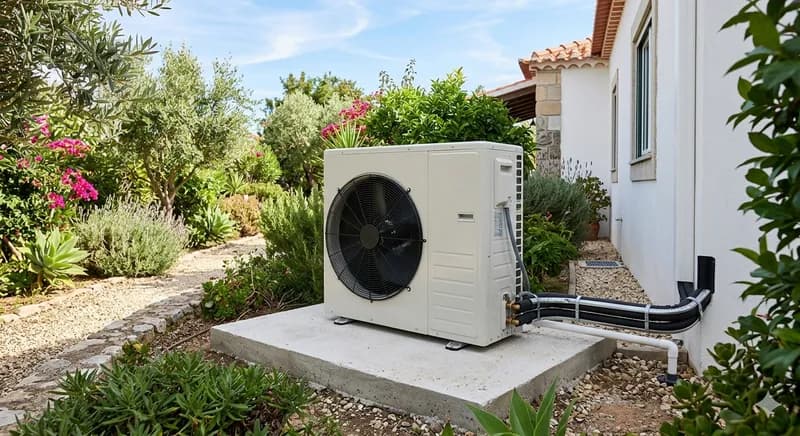 Instalação de unidade exterior de bomba de calor