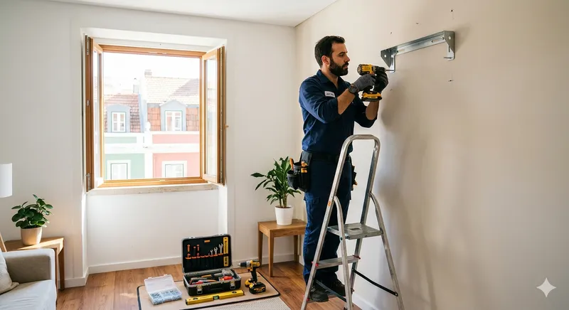 Técnico profissional de AC a trabalhar